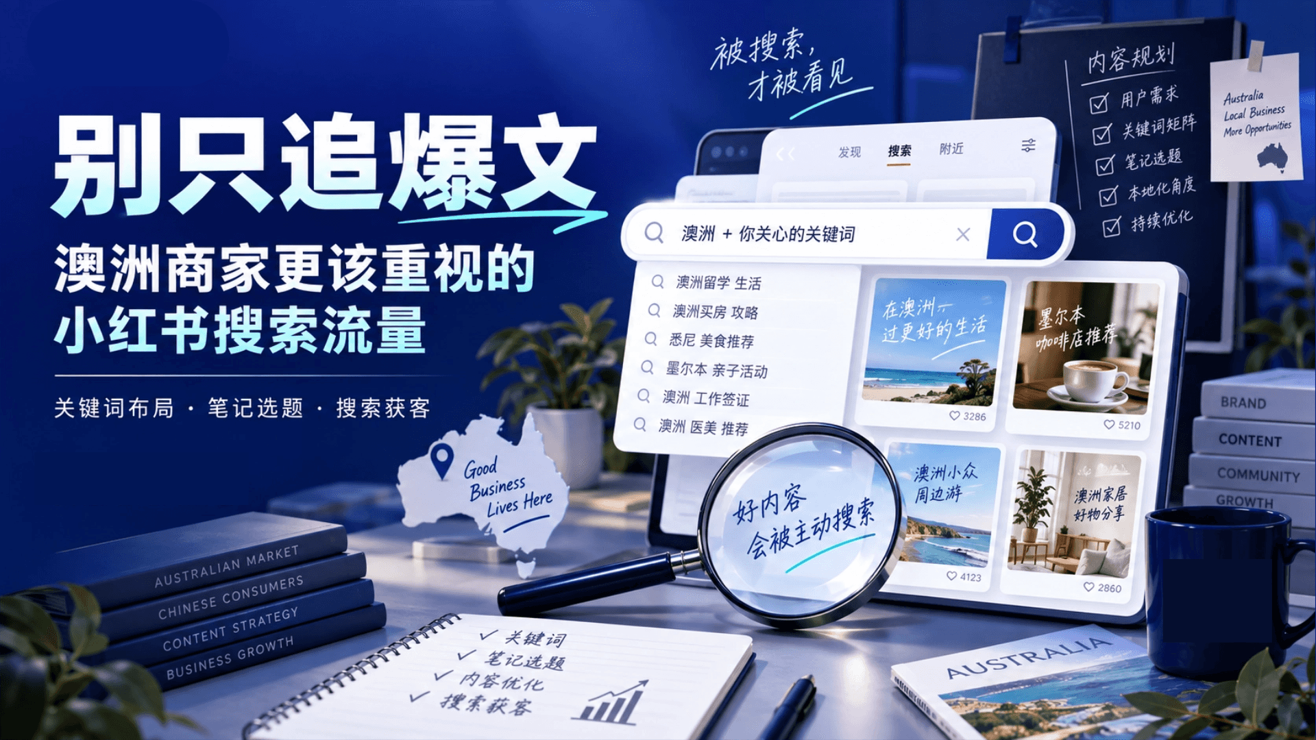 小红书搜索流量怎么做?澳洲商家关键词布局与笔记选题指南